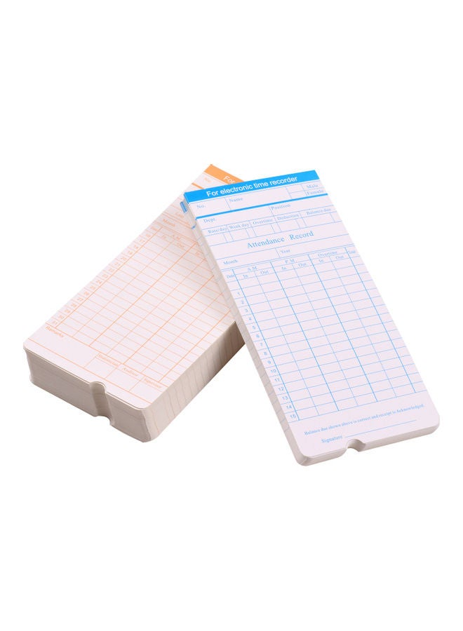 Pack Of 90 Attendance Time Clock Cards White/Blue - Image 3